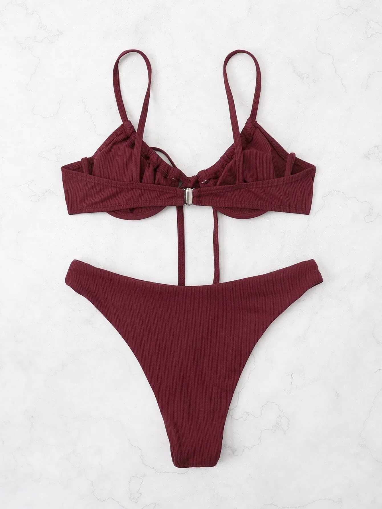 2018 push bikini womens rib tie front swimsuit sexy lingerie swimsuit womens swimsuit summer beachwearW241225