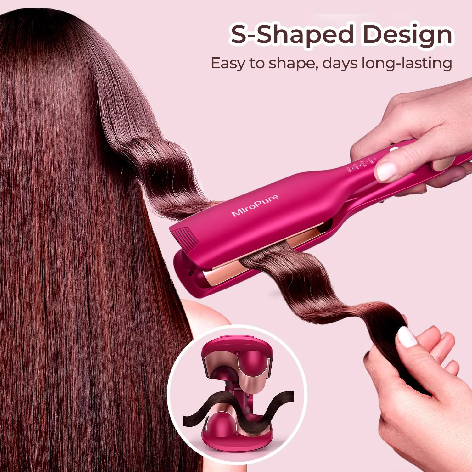 Crimper Hair Waver Barrel Curling Iron 1 Inch PTC Heater Auto Shut-Off Adjustable Easy Shap Long Lasting Heat 241225