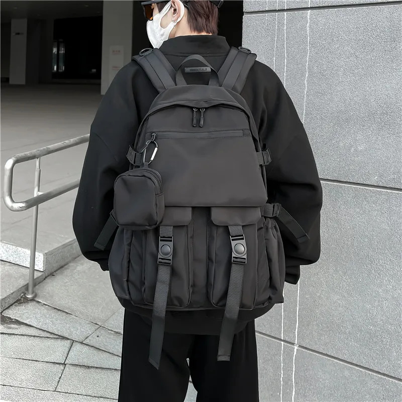Large Capacity Black Backpack Mens Schoolbag Junior High School Student Oxford Backpack Sports Travel Male Female Bookbag 241225