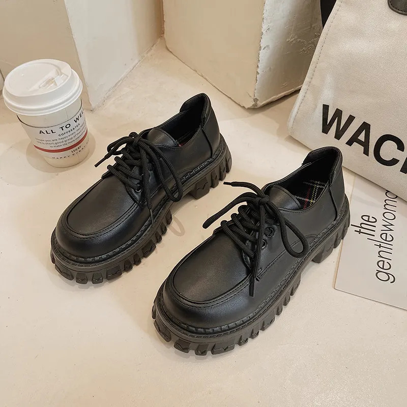 Women Loafers Classic Platform Chunky Heel Black Ladies Pumps Female Mary Jane Derby Lolita Sweet Round Toe College Shoes 241225