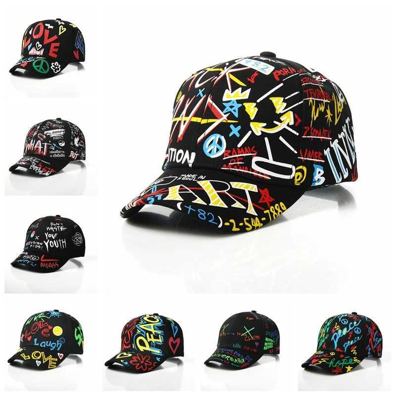 4-8 year childrens snapshot hat personalized street dance sun hat fashionable childrens graffiti baseball hat for boys and girls W241225