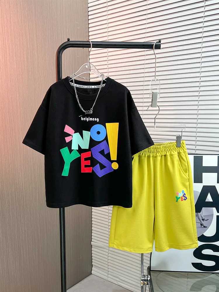 Clothing Sets Summer Kid Boy Clothes Set Casual Letter Printed T-shirts and Shorts Suit Children Girls Short Sleeeve Top Botton TracksuitsY241225FYJA