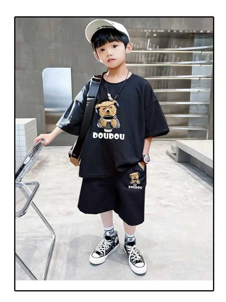 Clothing Sets Summer Baby Girls Clothes Set Children Boy Cartoon Bear Printed T-shirts and Shorts Suit Kid Casual Top Bottom Outfit TracksuitsY241225H