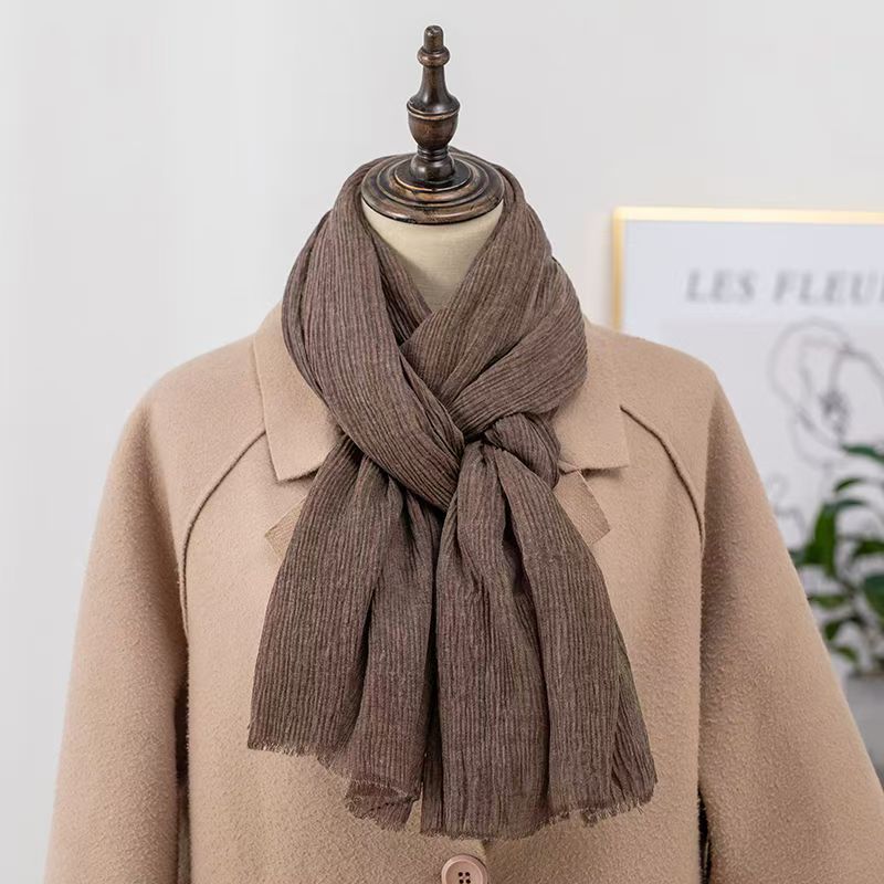T032 New Korean Style Room Shawl Outerwear Women's Warm Windproof Neck Thin Cotton and Linen Scarf
