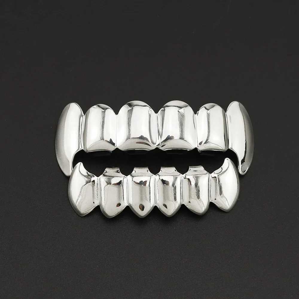 1set Hip Hop Gold Color Teeth Grillz Gold Plated Dental Grills Rock Tooth Grillz Cs Crystal Teeth Cs Halloween Vampire GiftXJ241225