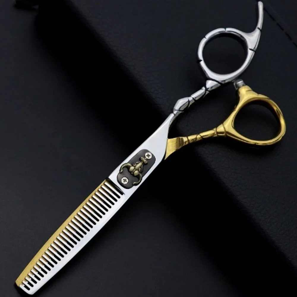Professional 6 inches Japan 440c steel Bull Head Hair Scissors Haircut Thinning Barber Cut Shears Hairdressing Scissors Tools 241225