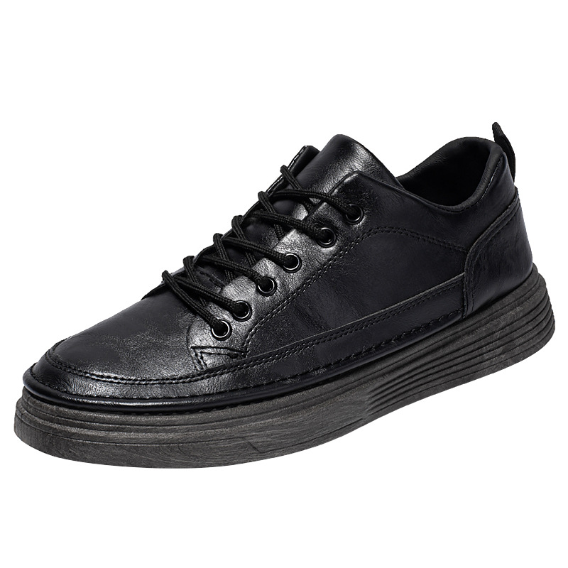 Men Casual Shoes Flat Bottom New Fashion British Style Low-Top Lace-Up Retro Triple Black Coffee fashion