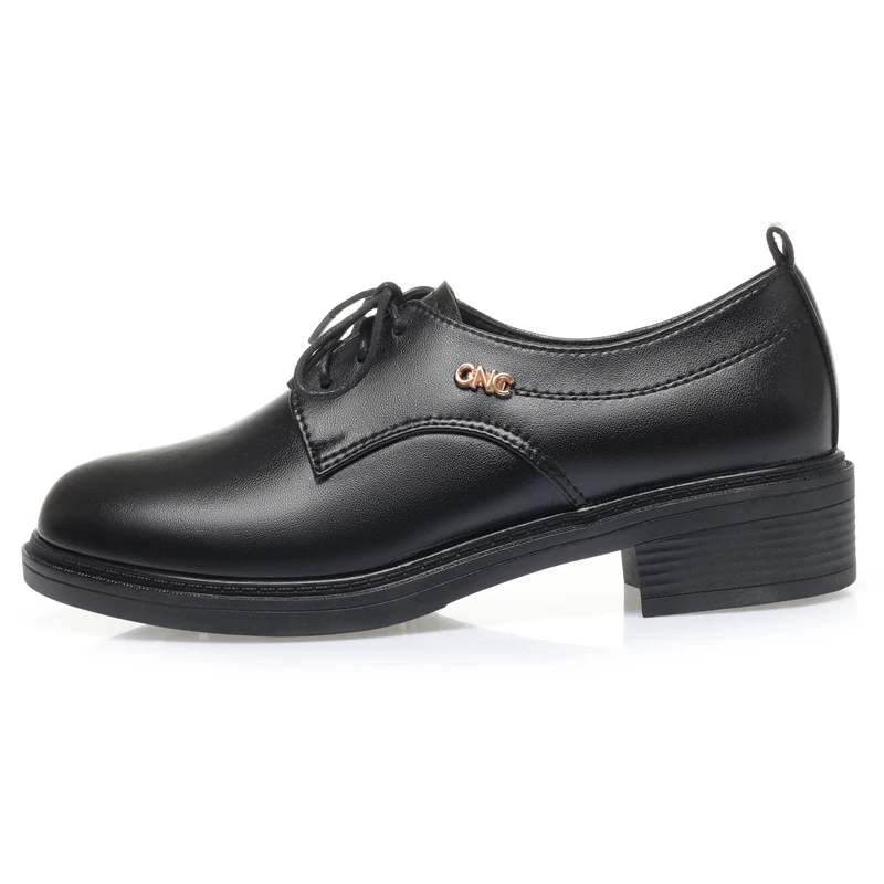 AIYUQI Women Shoes Anti Slip Spring Large Size Mom Shoes Women Genuine Leather British-style Lace-up Women's Shoes