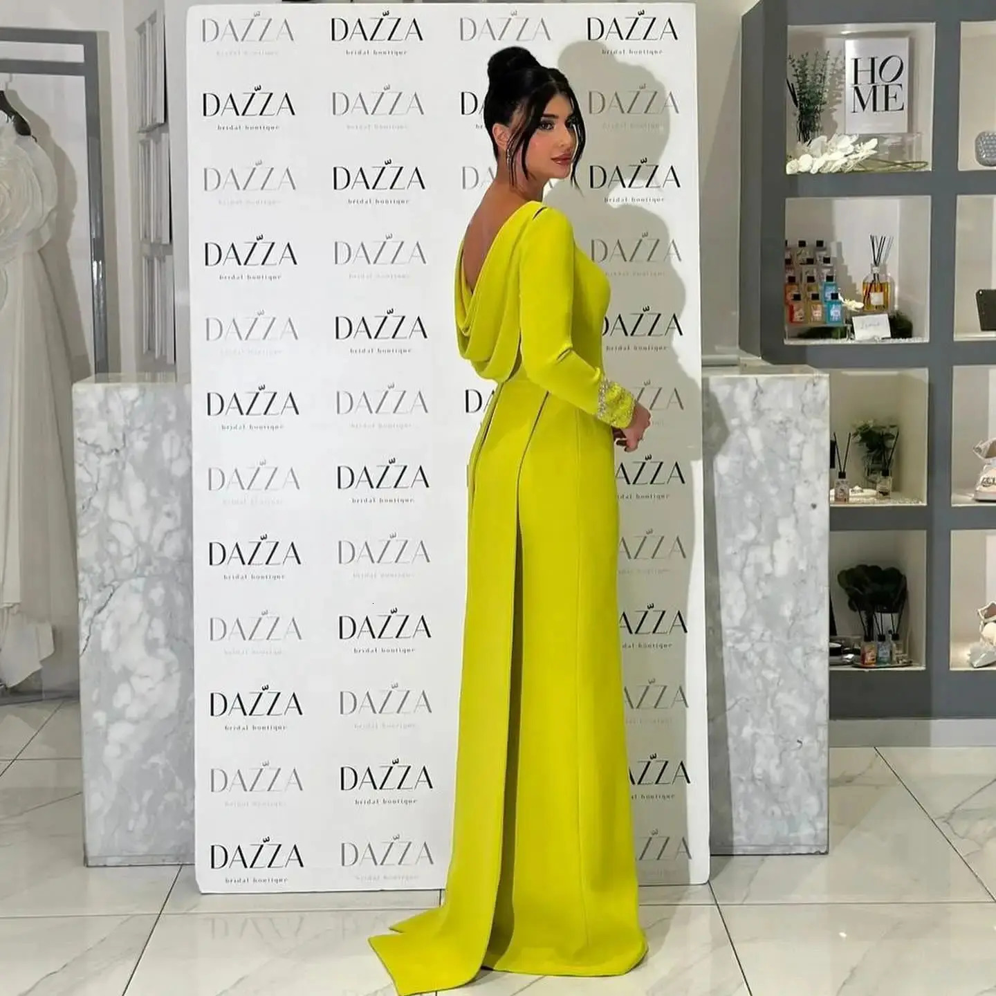 Adeli Elegant Long Sleeve Prom Gown Womens Backless Beaded Party Evening Dress Floor Length customized Formal Occasion Dresses 241223