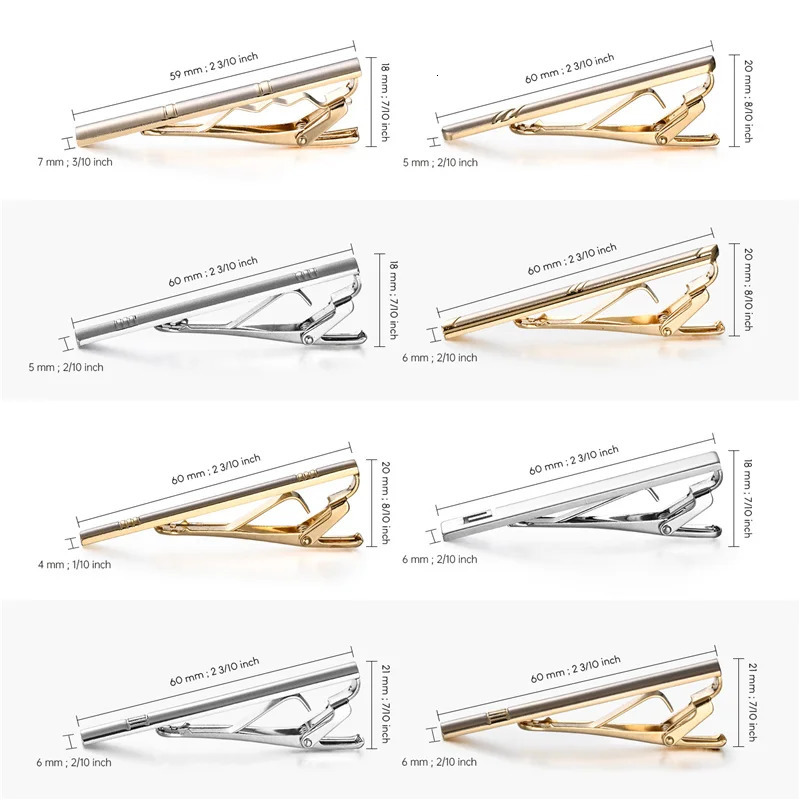8 PCS Gold Color Tie Clips Set With Gift Box Wedding Guests Gifts For Man Shirt Cufflinks Mens Gift Jewelry For Husband 241225