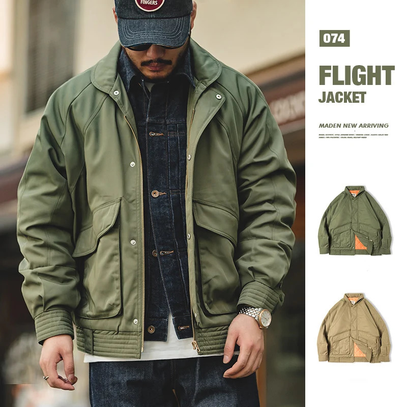 Maden Japanese Vintage Pilot Jackets Thickened Warm Cotton Pocket Coats Mens Autum Winter Coat Bomber Jacket 241225