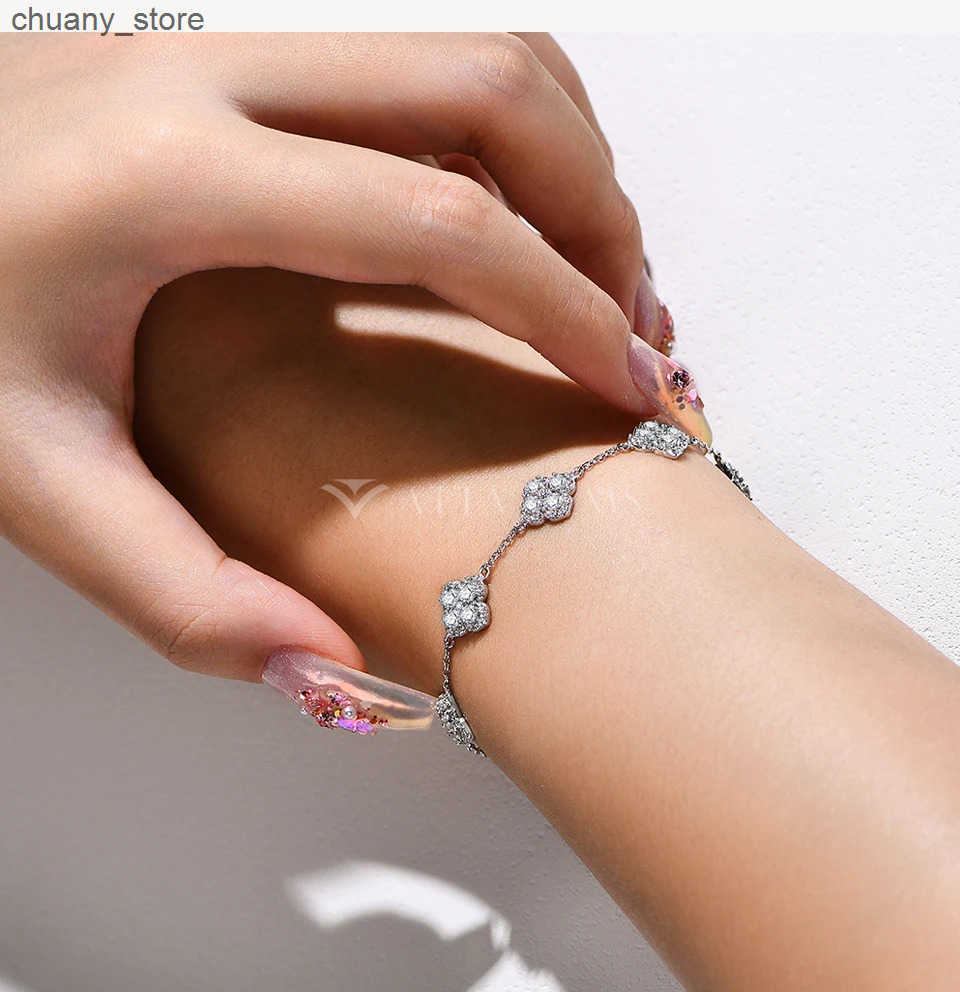 Chain ATTAGEMS Full Moissanite Diamond DVVS1 For Women 925 Sterling Silver Gold Plated Lucky Engagement Wedding Jewelry Gift L240910 L0910