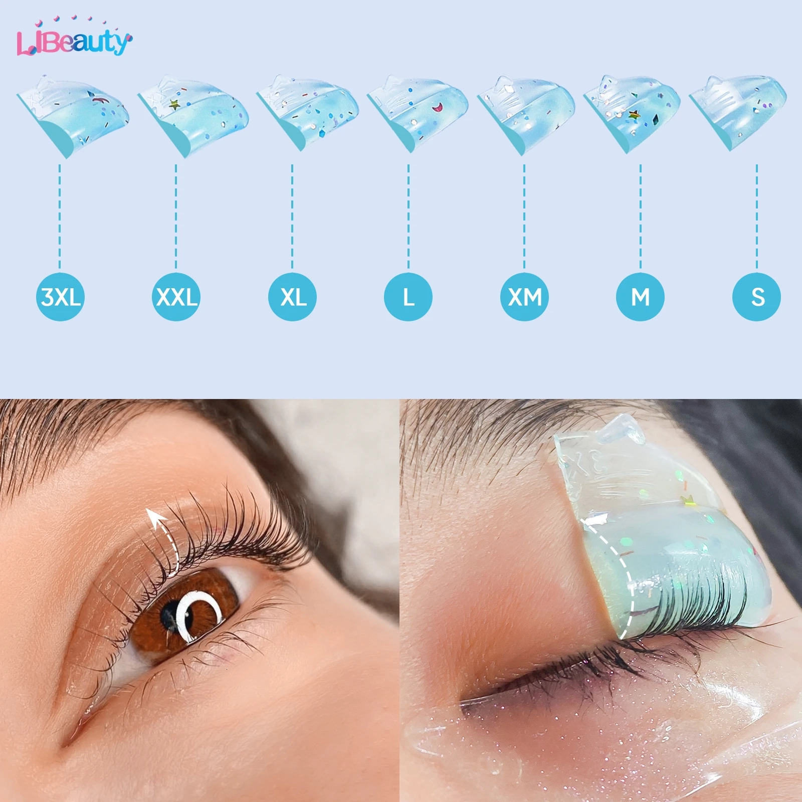 Libeauty 7 Pairs Reusable Silicone Eyelash Rod Sticky Lash Lift Pads 3D Eyelashes Extension Curler Accessories Makeup Tools 250103