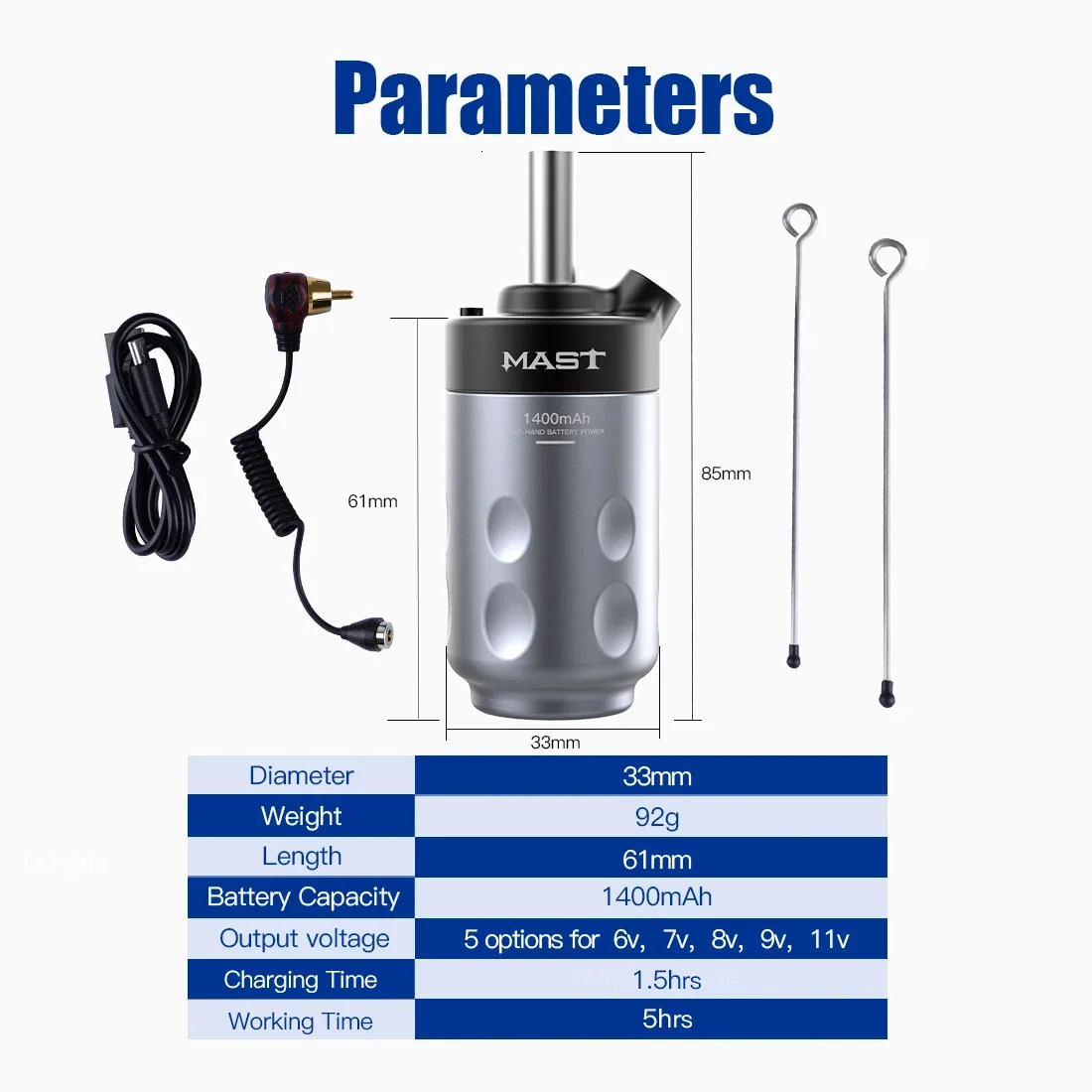 Dragonhawk Mast Battery Grip for Rotary Tattoo Machine Easy Cleaning Tattoo Battery Wireless Power Supply Tattoo Supplies 241223