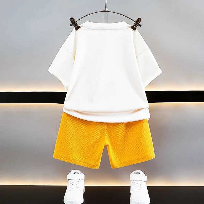 Clothing Sets Summer Baby Girl Boy Cloth Children Sports Cartoon Bear Tshirt and Shorts Set Kid Knit Hat Short Sleeve Top Buttom 2pcs OutfitsY241225KJ