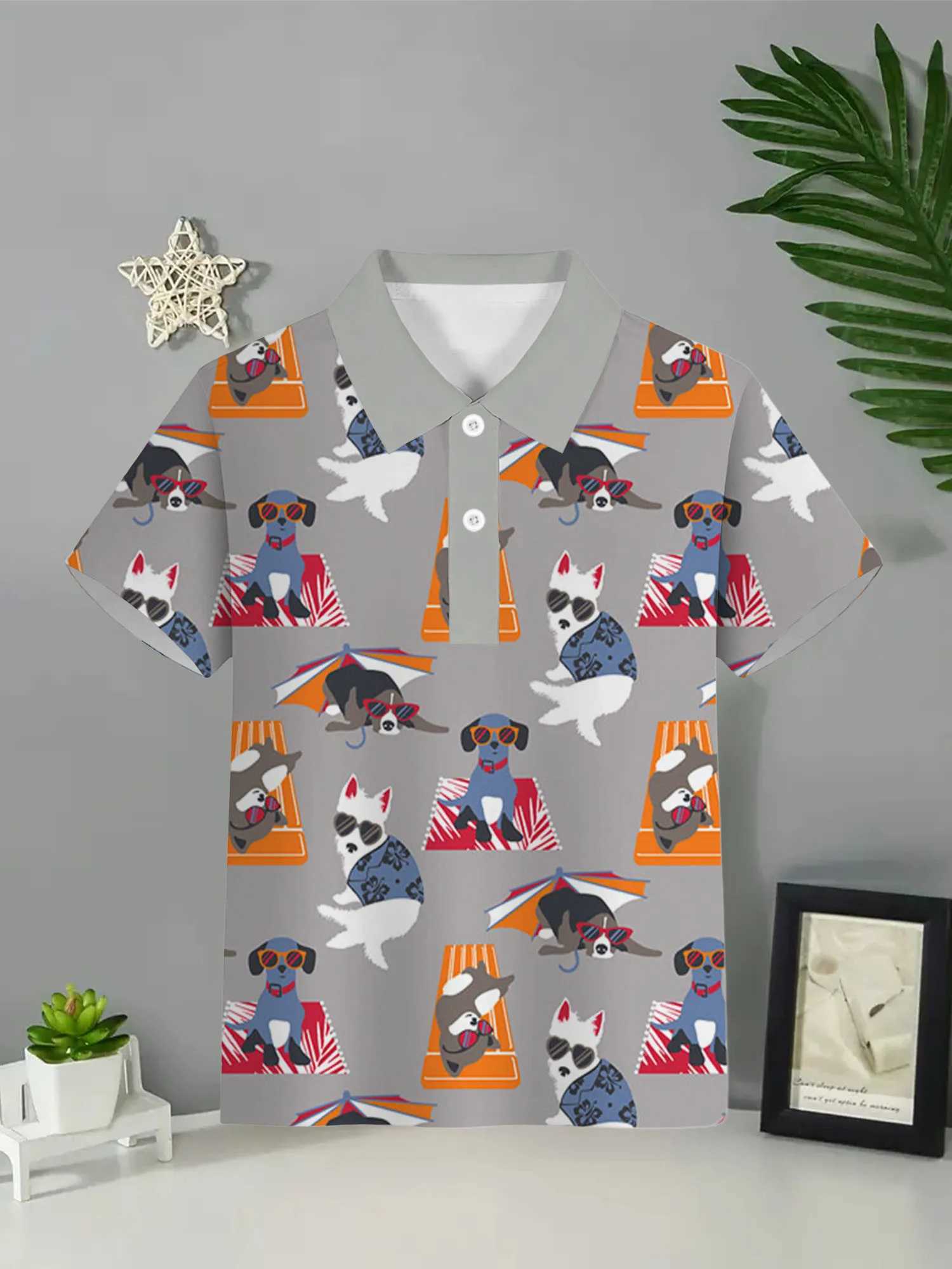 Color Printing Polo Shirts Top Clothes for Children Harajuku Fashion Children Top Short Sleeve Casual Boy Polo ShirtXJ241225