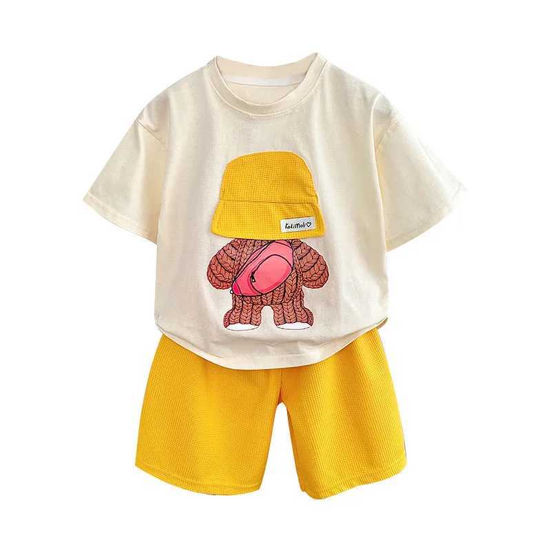 Clothing Sets Summer Baby Girl Clothes Kid Boy Cartoon Bear T-Shirts Shorts Suit Children Girl Short Sleeve Top and Bottom 2 Pieces SetY241225RIMV