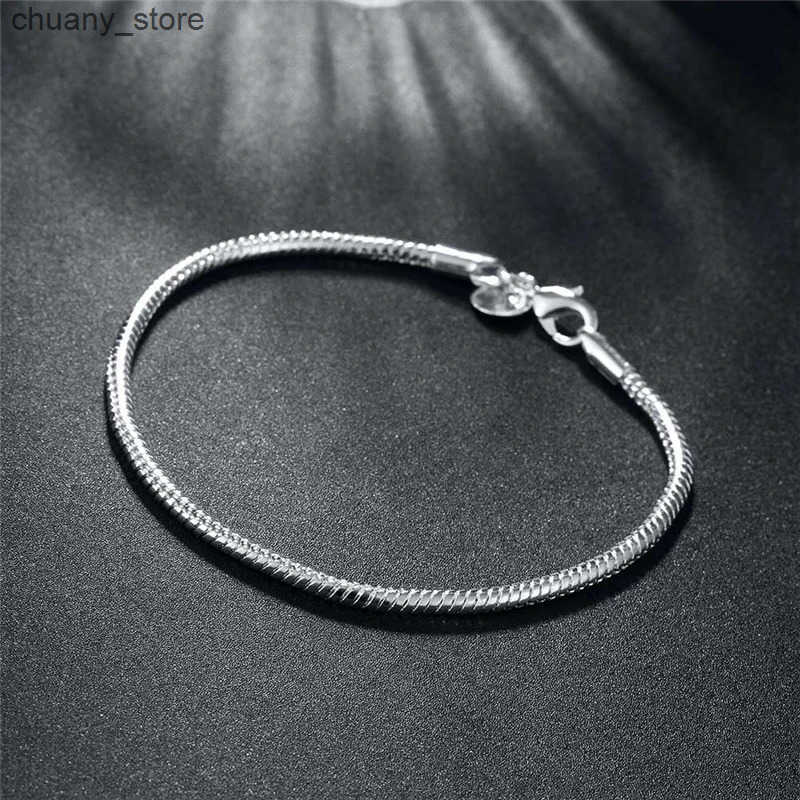 Chain DOTEFFIL 925 Sterling Silver 8 Inch 3mm Snake Chain Basis For Woman Charm Wedding Engagement Fashion Party Jewelry L240910