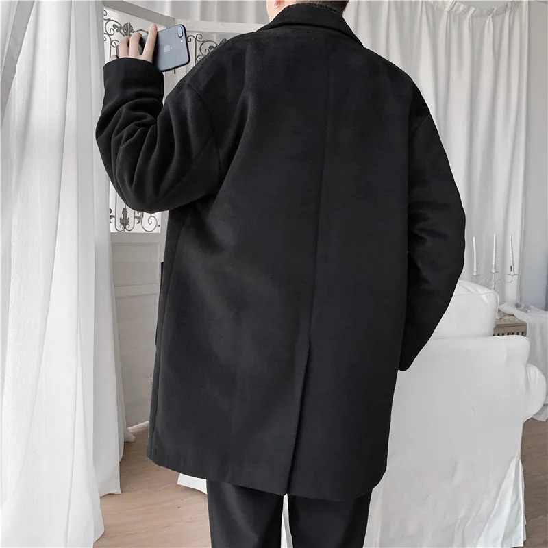 VERSMA Japanese Trendy Causal Vintage Winter Thick Wool Trench Coat Men Autumn Oversized Long Sleeve Male Overcoat Plus Size 5XL 241225