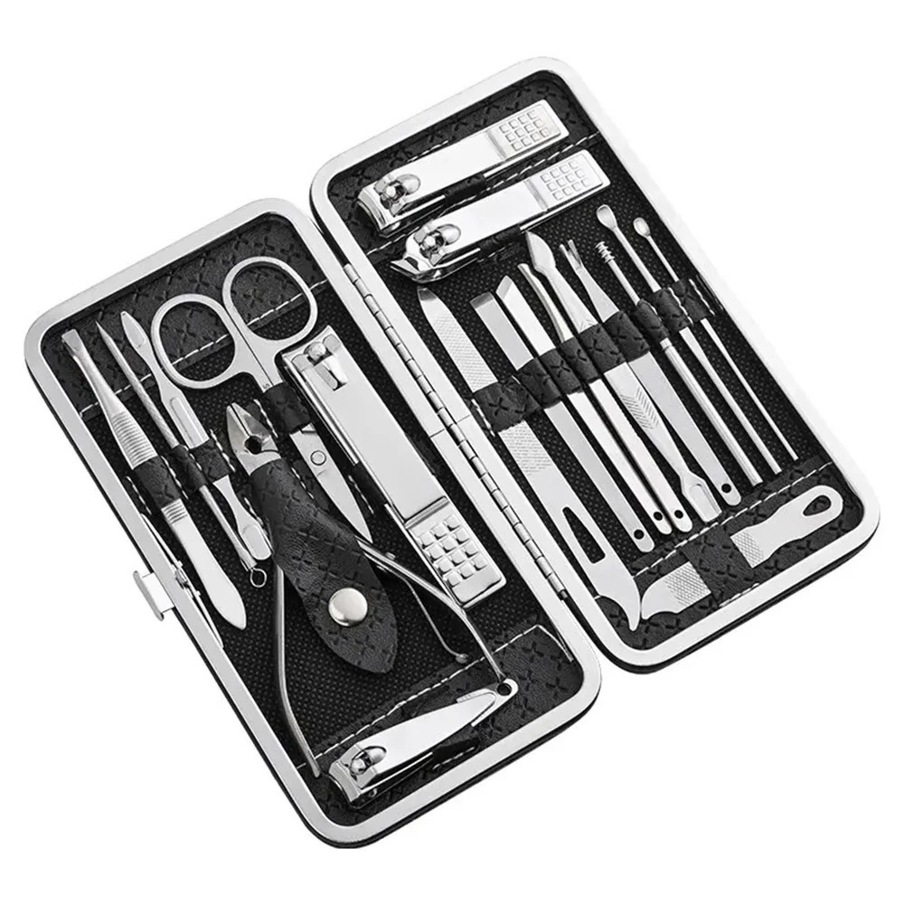 Home Nail Clipper Set of 18 Pieces Large Size Dead Skin Pliers Diagonal to Remove Dead Skin Small Eyebrow Clipper Leather Sleeve 241225
