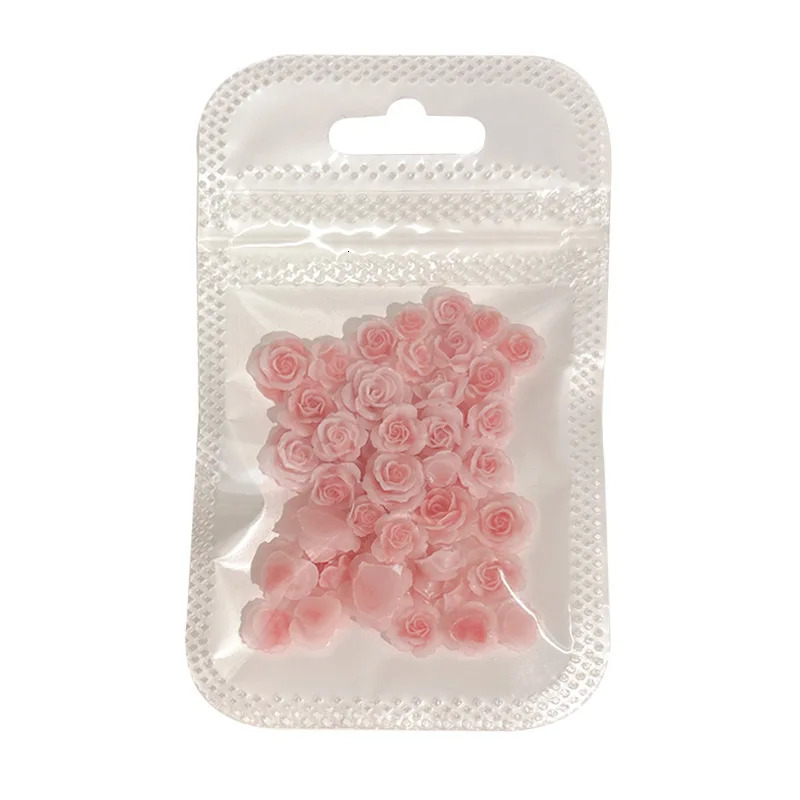 50PCS 3D Mix Sizes Beautiful Blossoming Rose Flowers Resin Adhesive Nail Art Rhinestones Decorations Manicure Kawaii Charms 241225