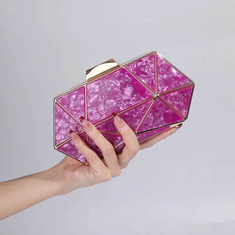 New Arrival New Women Acrylic Metal Rhombus Evening Bag Chain Shoulder Crossbody Bag Luxury Designer Handbag Party Clutch Dinner Bags Z250527