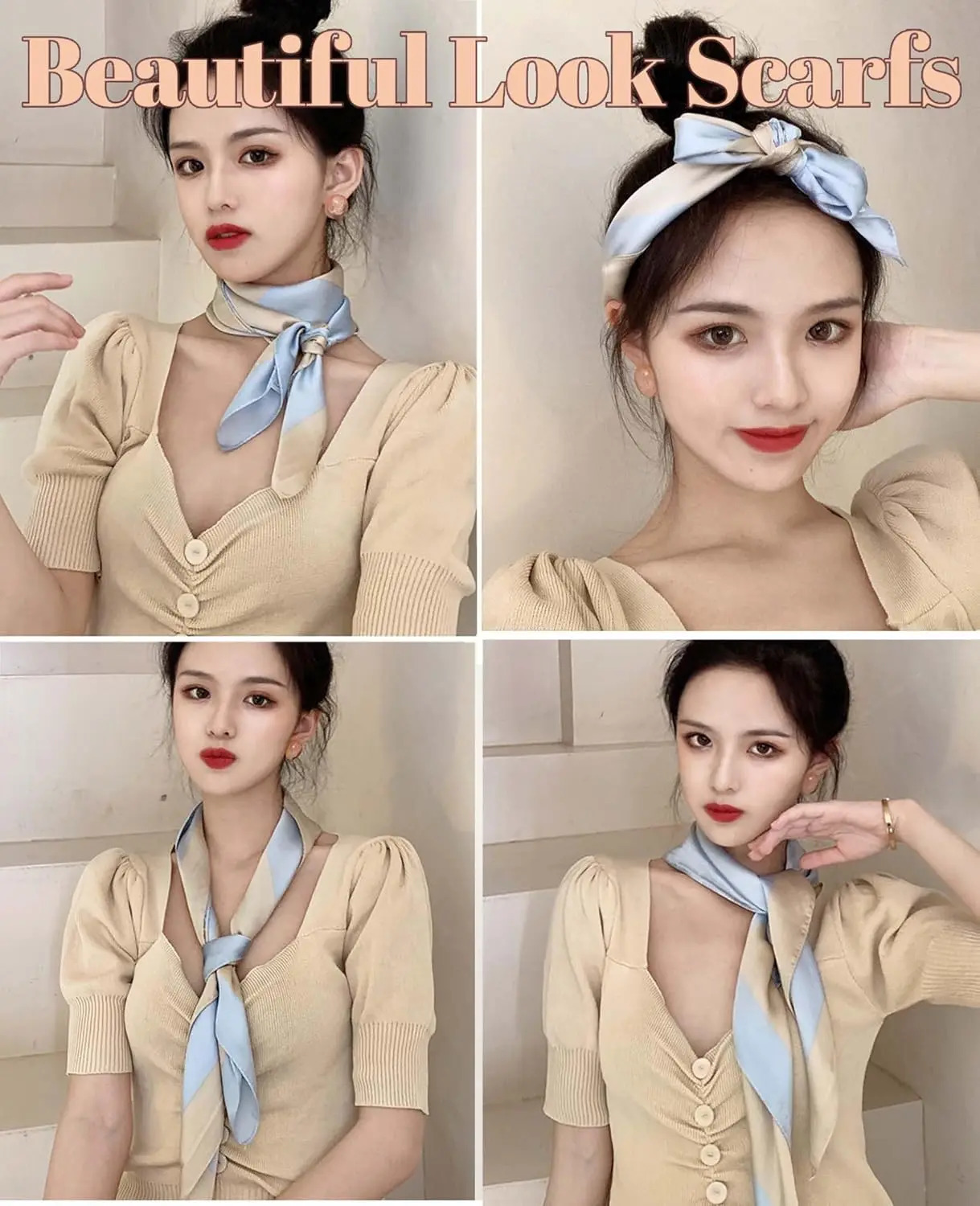 Mulberry Silk Feeling Head Scarf Womens Fashion Square Neck Satin Scarfs for Bag Hair Scarves Gift Hijab Scarf Women 241225