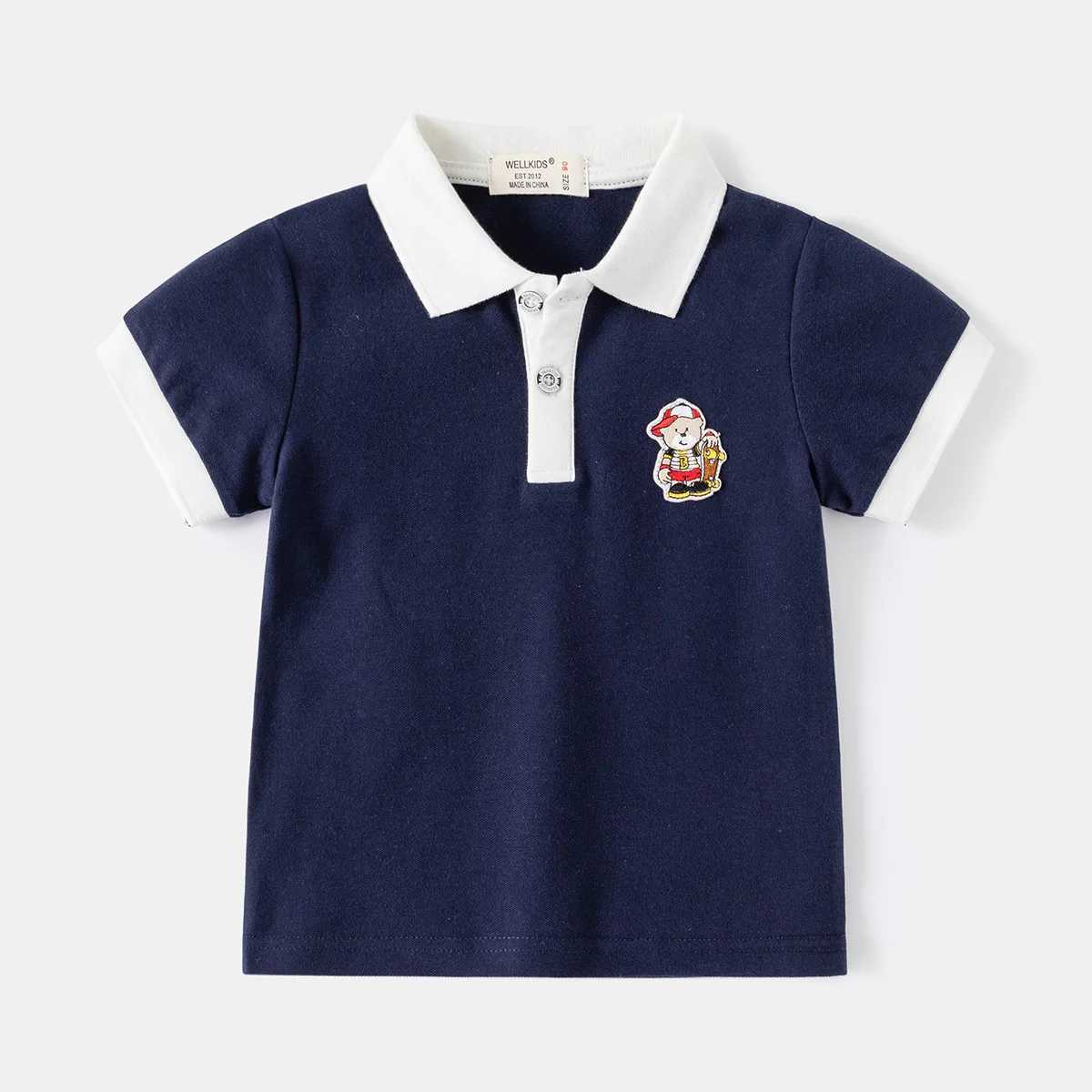 90-130 CM Boys Polo Shirt Short Sleeve Summer Cute Cotton Children Tops Wear Kids Tees Soft Boys CostumesXJ241225
