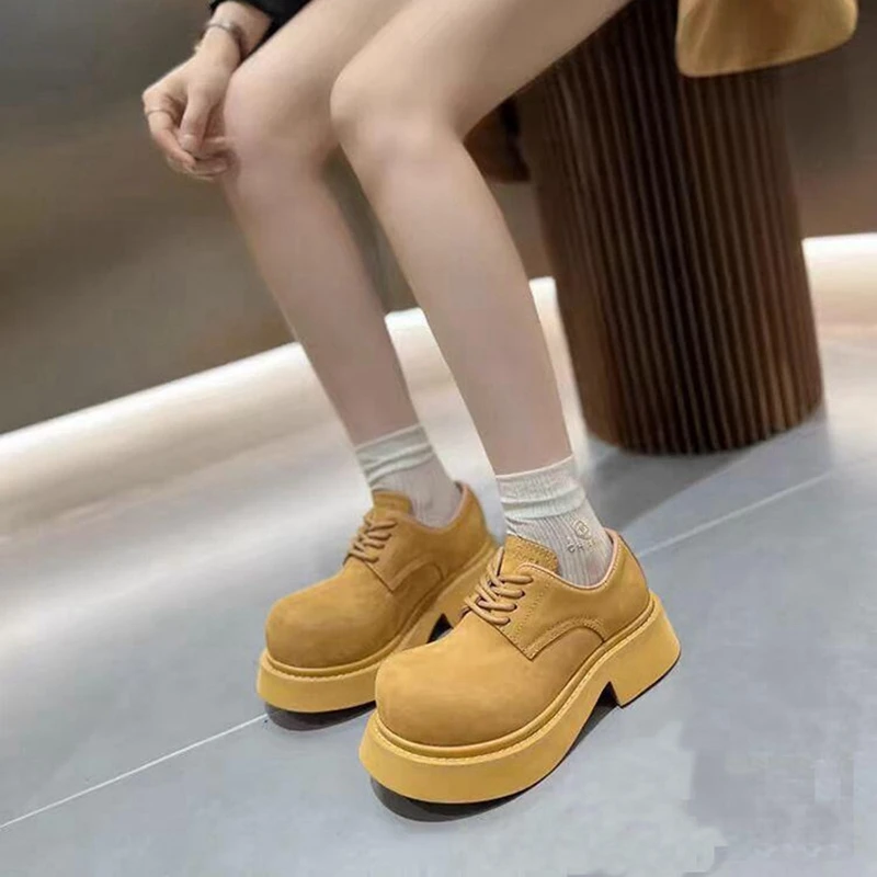 AIYUQI Big Head Female Shoes Derby Shoes Women's Large Size Lace-up Loafers Women