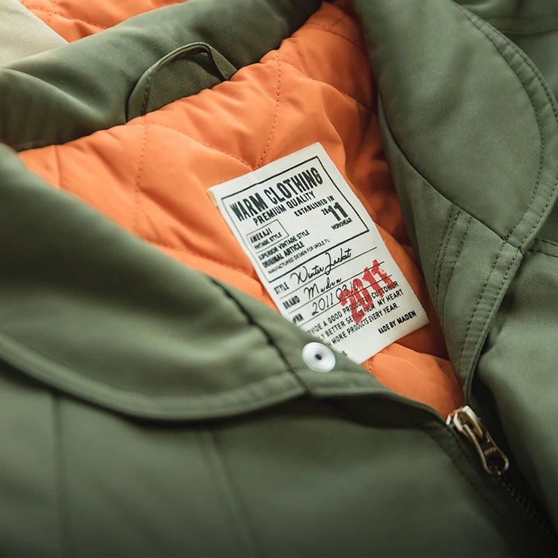 Maden Japanese Vintage Pilot Jackets Thickened Warm Cotton Pocket Coats Mens Autum Winter Coat Bomber Jacket 241225
