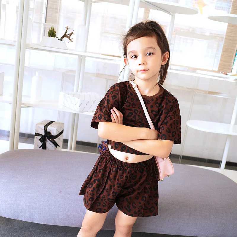 Clothing Sets Baby Girl Clothes Set Kid Leopard Short Sleeve Tshirt and Shorts Suit Children Fashion Top Bottom 2 Pieces Outfits TracksuitsY24122571X9