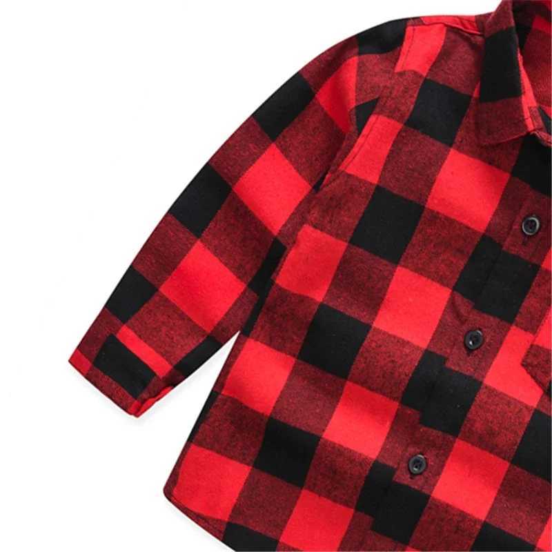 Childrens Red Plaid Shirts Kids Clothes Baby Boys Shirts Coat for Spring Autumn Girls Tops Long-Sleeve Jacket Bottom ClothingXJ241225