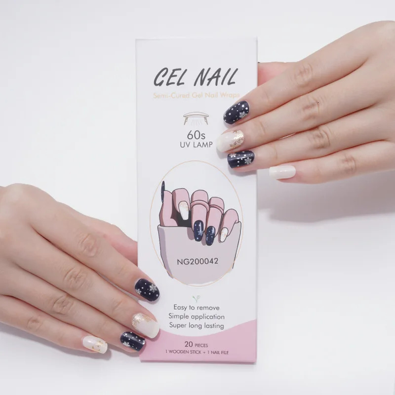 1sheet Purple Semi Cured Gel Nail Stickers Manicure Patch UV LED Lamp Semi Cured Full Cover Nail Gel Strips Fashion Nail Wraps 241225