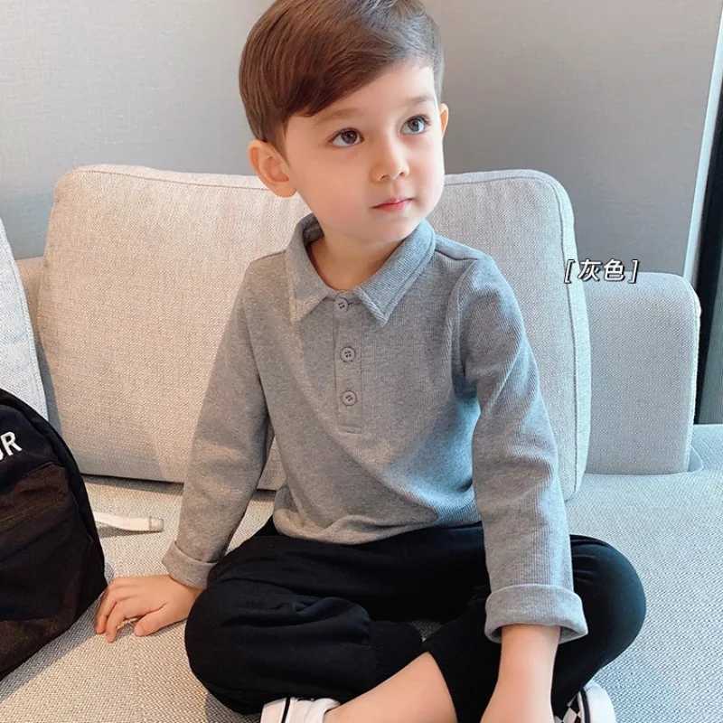 2024 new Boys Polo Shirts Long Sleeve Tops for Kids Solid Color Children T-shirt Cotton Baby Tops Toddler Spring Autumn OutwearXJ241225