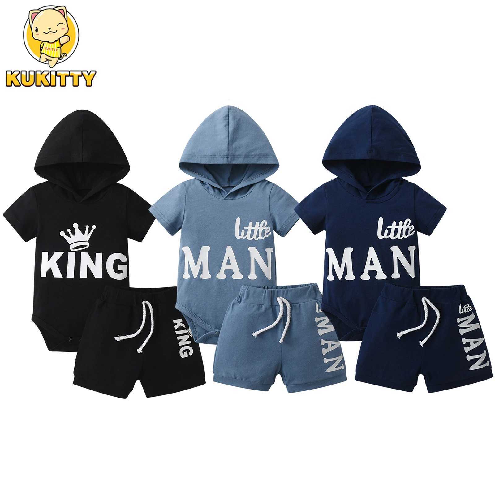 Clothing Sets 2 pieces of newborn baby mens suit thin cotton new letter printed short sleeved jumpsuit top+short sleeved summer setY241225M46A