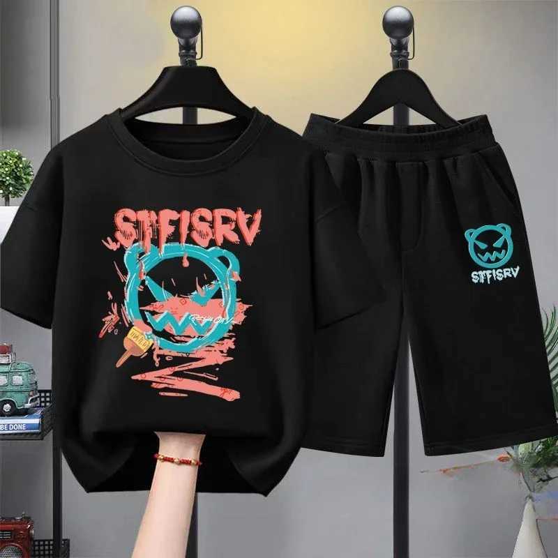 Clothing Sets Summer Baby Girls Clothes Set Cartoon Bear Printed T-shirts and Shorts 2pcs Suit for Children Boy Top Bottom Outfits TracksuitsY241225OP