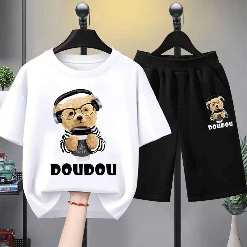 Clothing Sets Summer Baby Girls Clothes Set Children Boy Cartoon Bear Printed T-shirts and Shorts Suit Kid Casual Top Bottom Outfit TracksuitsY241225H