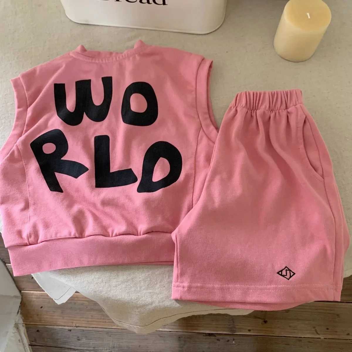 Clothing Sets Summer Baby Girls Clothes Set Kid Boy Sleeveless T-shirts and Shorts 2 Pieces Suit Children Letter Printed Top Bottom OutfitsY241225J19W