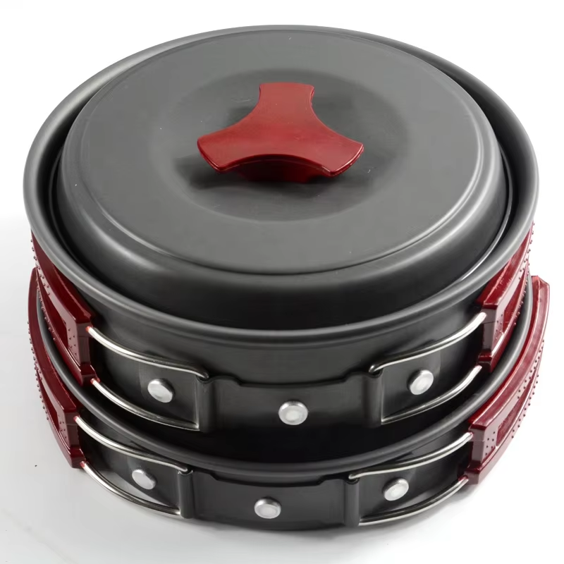 Nonstick portable camping cookware set outdoor aluminum camping cookware pot for 2 person
