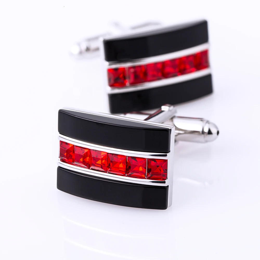 KFLK Jewelry fashion shirt cufflink for mens gift cuff button Red Crystal cuff link High Quality abotoaduras guests 241225