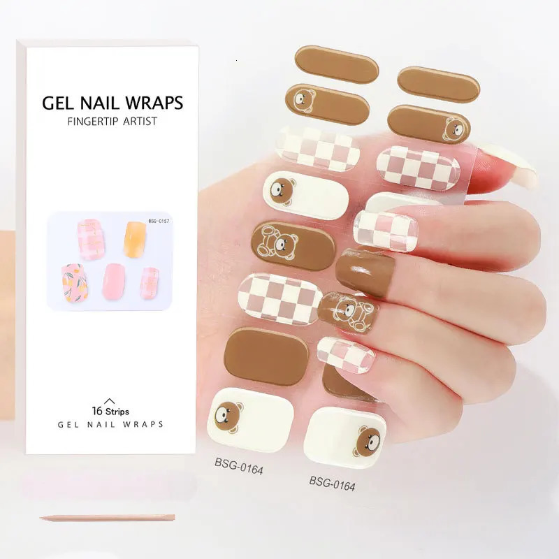 Semi Cured Gel Nail Wraps Patch Manicure Nail Art Decor UV LED Lamp Cured Long Lasting Gel Nail Stickers Full Cover Nail Decals 241225