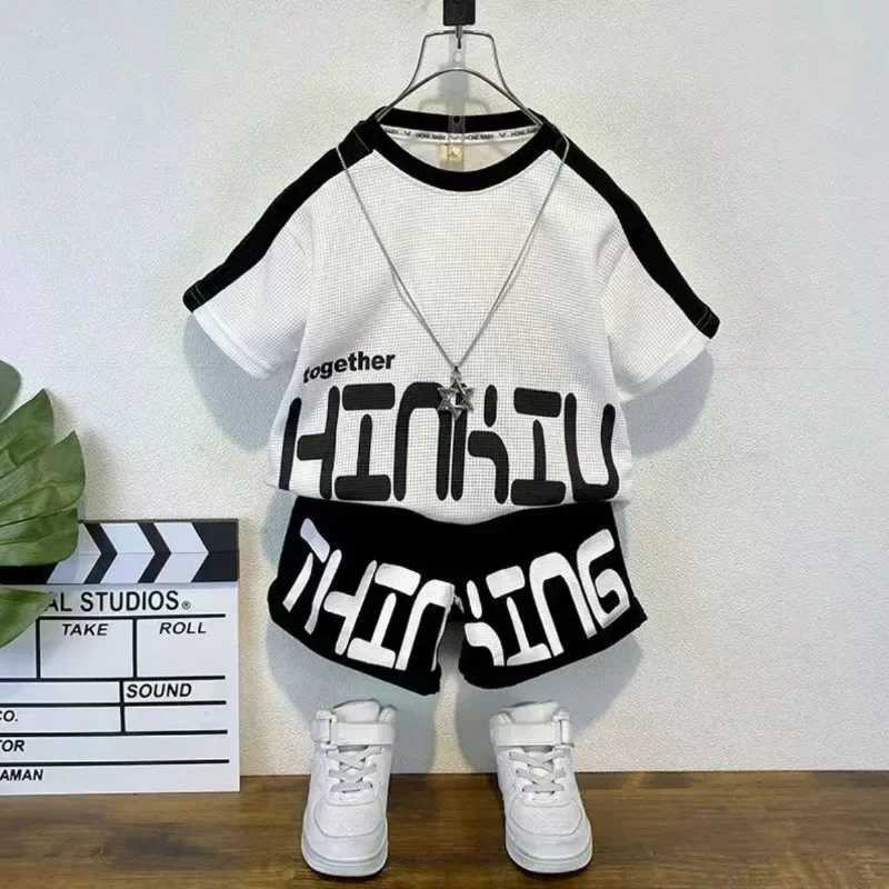 Clothing Sets Summer Children Boy Girls Clothes Set Letter Printed T-shirts and Shorts 2pcs Suit Kid Short Sleeve Top Bottom Fashion OutfitsY241225HCG