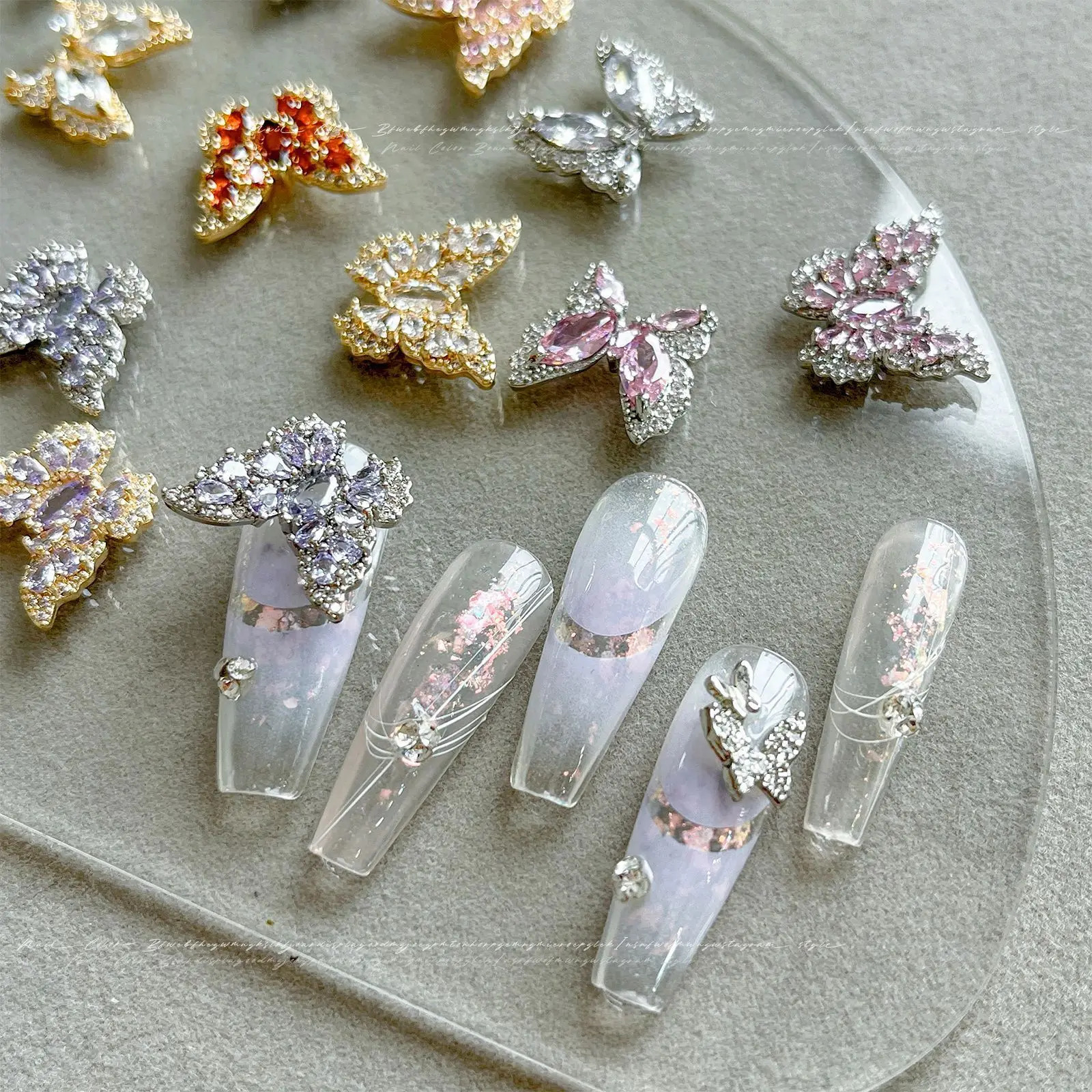 10pcs/lot Big Butterfly Nail Charms Jewelry Nail Parts Gems Stones Crystal Rhinestones Nail Art Decoration Accessories 241225