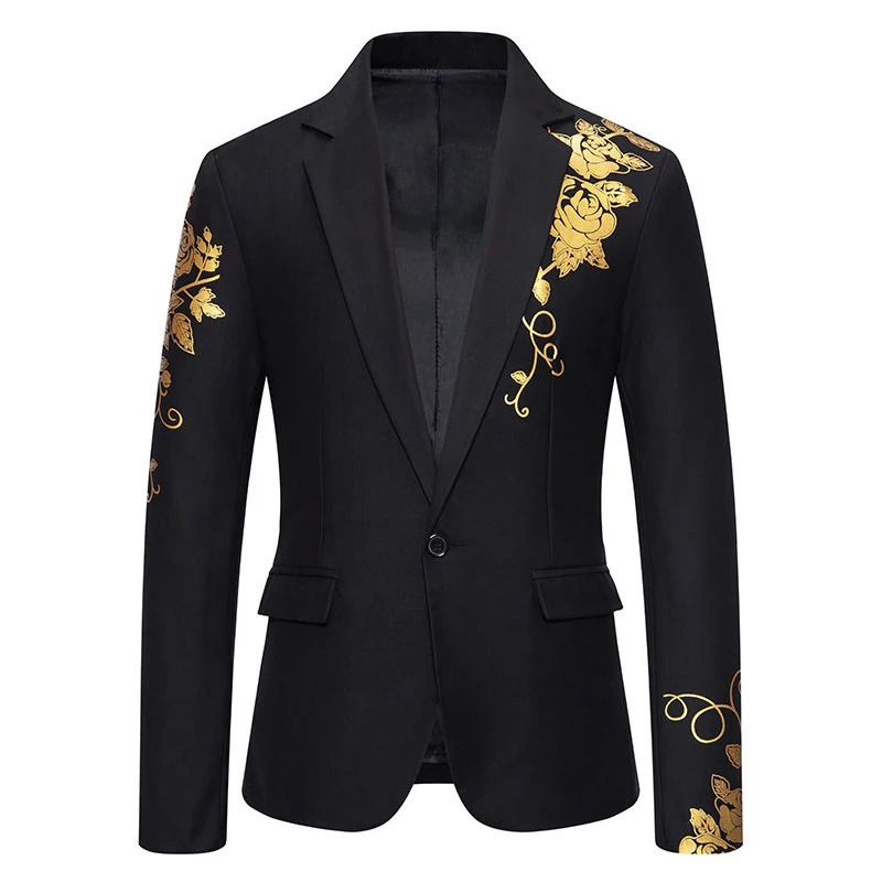 Mens Onebutton Suit Fashion Printing Leisure Slim Business Banquet Wedding Dress Blazer 241225