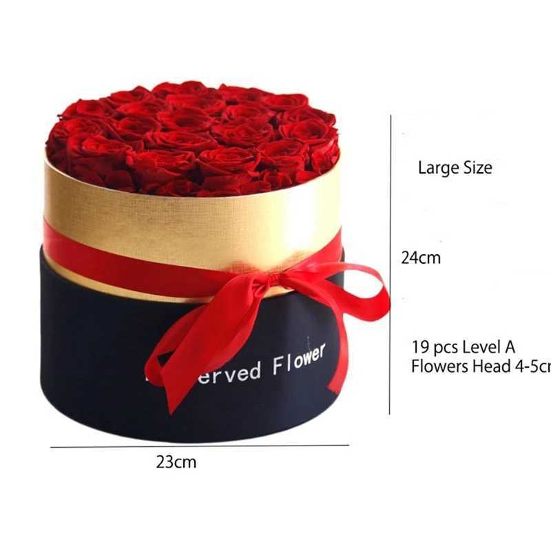 Romantic level Eternal rose box gift wifes real rose preserved flower gift set home decoration Valentines Day wedding durable X241225