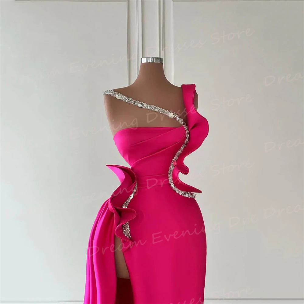 Fashionable Womens Mermaid Evening Dresses Charming One Shoulder Sleeveless Prom Gowns Side Split Vestidos De Fiesta Customized 241223