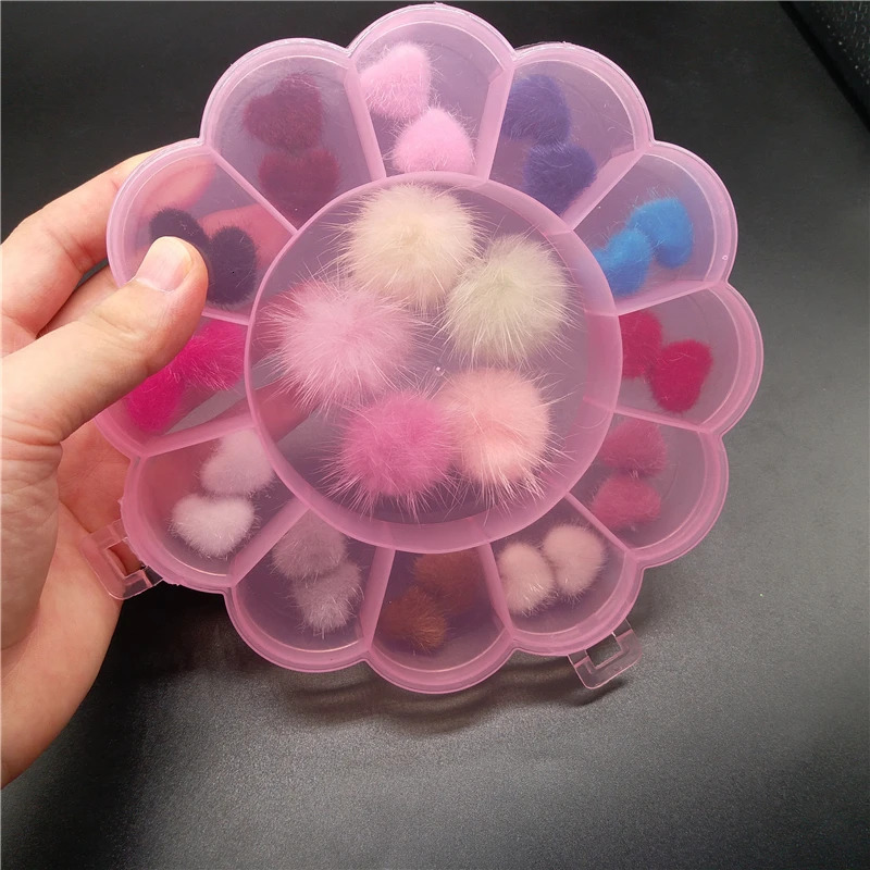 29pcs/Box Fluffy Nail Plush Ball Kawaii Nail Charms DIY Decoration Magnetic Pom Nail Pom Manicure Accessories Kit Charm 241225