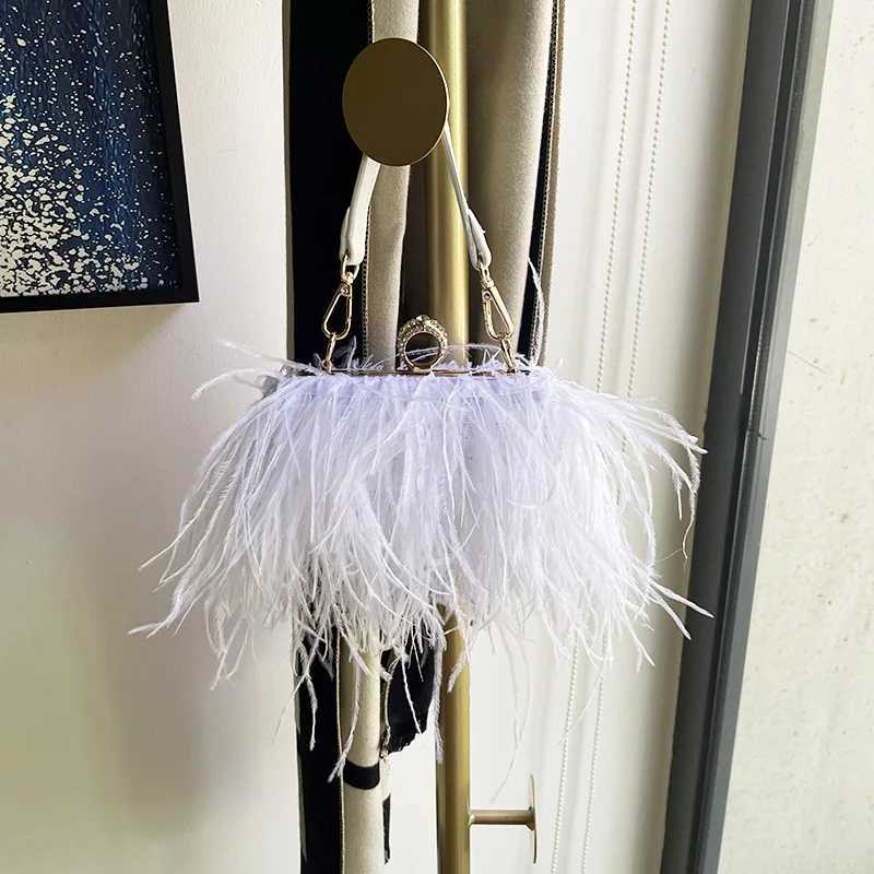 Hot selling fashionable womens wedding box evening bag party luxury oriental feather shoulder bag Z241225