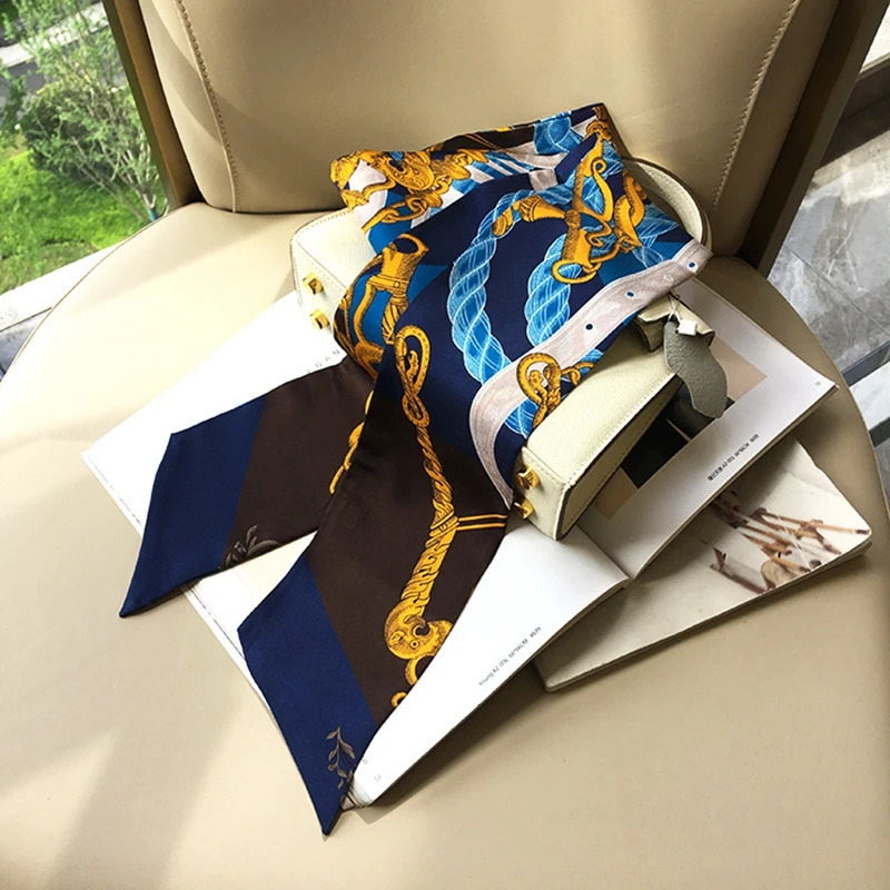 Long faux Silk Ribbon Neckerchief 180*10cm Head Hair Scarfs Hat Bag Scarves 241225