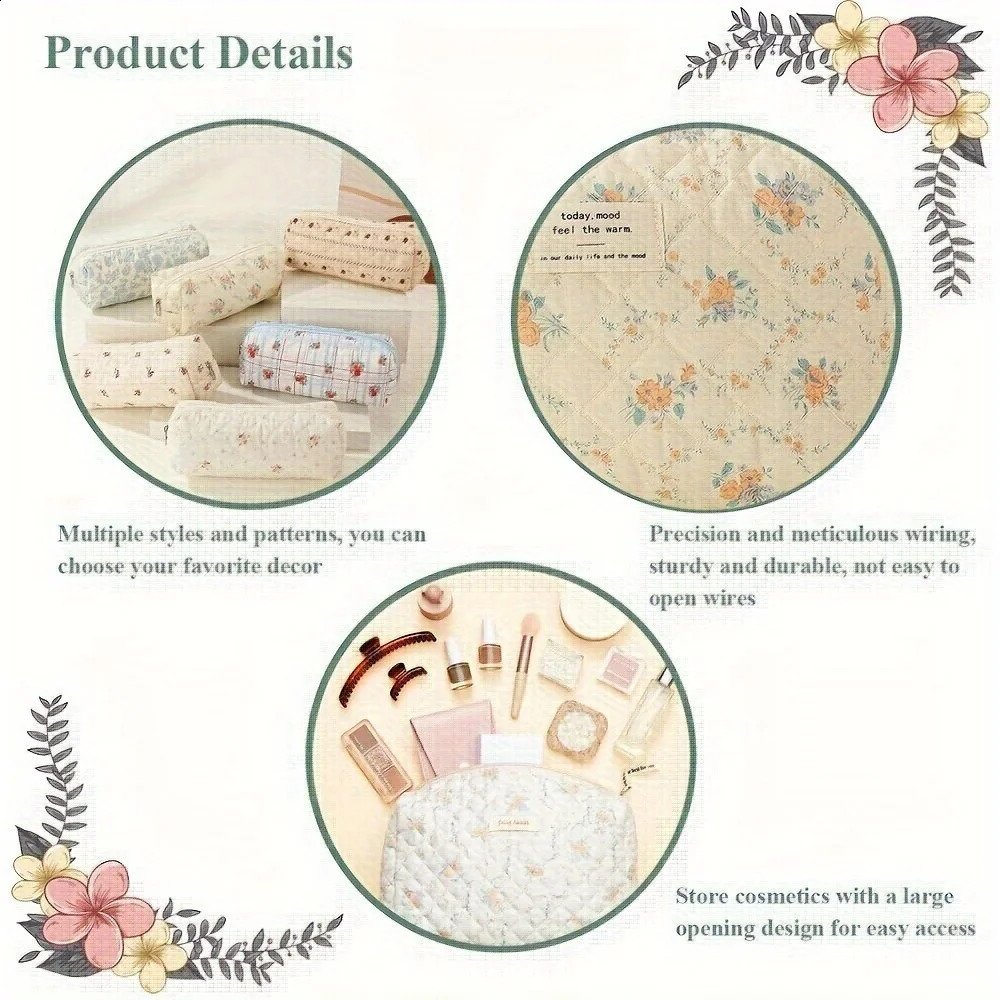 New Free Shipping Designer Bag Large Travel Quilted Makeup For Women Cotton Cosmetic Coquette Aesthetic Ral Toiletry Organizer Bag